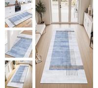ZESEWU Carpet Runner Hallway Indoor Entryway Rug Non-Slip Area Rugs Washable Durable Blue Grey Carpets Kitchenrug 40X120CM Corridor Runner Rugs Modern for Living Room Bedroom Home Office Floor Mats