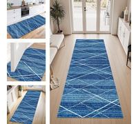 ZESEWU Carpet Runner Hallway Indoor Entryway Rug Non-Slip Area Rugs Washable Durable Blue Pink Carpets Kitchenrug 90X300CM Corridor Runner Rugs Modern for Living Room Bedroom Home Office Floor Mats