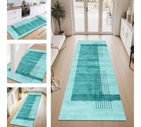 ZESEWU Carpet Runner Hallway Indoor Entryway Rug Non-Slip Area Rugs Washable Durable Cyan Black Carpets Kitchenrug 40X120CM Corridor Runner Rugs Modern for Living Room Bedroom Home Office Floor Mats