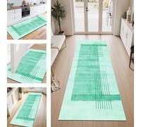 ZESEWU Carpet Runner Hallway Indoor Entryway Rug Non-Slip Area Rugs Washable Durable Cyan Green Carpets Kitchenrug 40X120CM Corridor Runner Rugs Modern for Living Room Bedroom Home Office Floor Mats