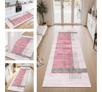 ZESEWU Carpet Runner Hallway Indoor Entryway Rug Non-Slip Area Rugs Washable Durable Pink Grey Carpets Kitchenrug 40X120CM Corridor Runner Rugs Modern for Living Room Bedroom Home Office Floor Mats