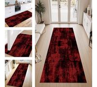 ZESEWU Carpet Runner Hallway Indoor Entryway Rug Non-Slip Area Rugs Washable Durable Red Black Carpets Kitchenrug 40X150CM Corridor Runner Rugs Abstract for Living Room Bedroom Home Office Floor Mats