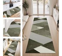 ZESEWU Carpet Runner Hallway Indoor Entryway Rug Non-Slip Area Rugs Washable Vintage Green Carpets Kitchenrug 120X400CM Corridor Runner Rugs Modern for Living Room Bedroom Home Office Floor Mats