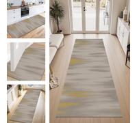 ZESEWU Carpet Runner Hallway Non-Slip Area Kitchen Rugs Washable Carpets Brown Yellow Indoor Entryway Rug 120X250CM Corridor Runner Rugs Modern for Living Room Bedroom Home Office Floor Mats