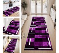 ZESEWU Carpet Runner Hallway Non-Slip Area Kitchen Rugs Washable Carpets Purple Black White Indoor Entryway Rug 120X250CM Corridor Runner Rugs Vintage for Living Room Bedroom Home Office Floor Mats