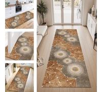 ZESEWU Carpet Runner Hallway Non-Slip Kitchen Rugs Washable Carpets Brown Indoor Entryway Rug 120X300CM Corridor Runner Rugs for Living Room Bedroom Floor Mats
