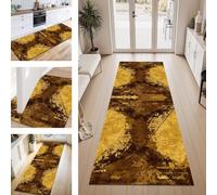 ZESEWU Carpet Runner Hallway Non-Slip Kitchen Rugs Washable Carpets Brown Yellow Black Indoor Entryway Rug 120X300CM Corridor Runner Rugs for Living Room Bedroom Floor Mats