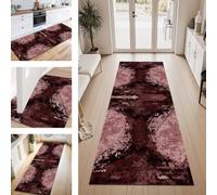 ZESEWU Carpet Runner Hallway Non-Slip Kitchen Rugs Washable Carpets Red Black Indoor Entryway Rug 120X300CM Corridor Runner Rugs for Living Room Bedroom Floor Mats