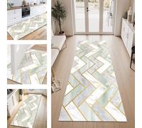 ZESEWU Carpet Runner Hallway Runner Rug Non-Slip Area Rugs Washable Durable Floor Rug Green Grey 60X500CM Entryway Corridor Runner Rugs for Living Room Bedroom Home Office Kitchen Indoor Floor Mats
