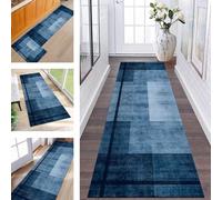 ZESEWU Hallway Runner Rug Door Mats Indoor Non Slip Area Rug Runner 90X200CM Carpet Runners for Hallways Blue Washable Runner Rug for Kitchen Living Room Bedroom Door Entrance Décor Laundry Room