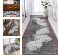 ZESEWU Runner Rug for Hallway Long Kitchen Rug non slip washable Runner Doormat Polyester 70X350CM Grey White Carpet Runners for Hallways Living Room Bedroom Anti-slip Indoor Entryway Floor Mats