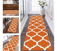 ZESEWU Runner Rug for Hallway Mat washable Long Kitchen Rug non slip Runner Doormat 40X120CM Carpet Runners for Hallways Dauerhaft Orange White Living Room Bedroom Indoor Entryway Floor Mats