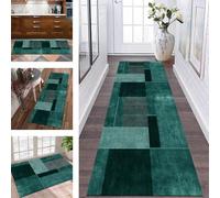 ZESEWU Runner Rug for Hallway Mat washable Long Kitchen Rug non slip Runner Doormat 50X120CM Green Black Carpet Runners for Hallways Living Room Bedroom Anti-slip Indoor Entryway Floor Mats