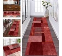 ZESEWU Runner Rug for Hallway Mat washable Long Kitchen Rug non slip Runner Doormat 50X200CM Red Orange Carpet Runners for Hallways Living Room Bedroom Anti-slip Indoor Entryway Floor Mats