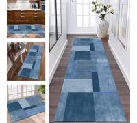 ZESEWU Runner Rug for Hallway Mat washable Long Kitchen Rug non slip Runner Doormat 60X400CM Blue Abstract Carpet Runners for Hallways Living Room Bedroom Anti-slip Indoor Entryway Floor Mats