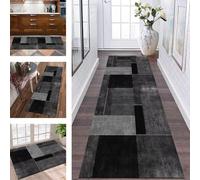 ZESEWU Runner Rug for Hallway Mat washable Long Kitchen Rug non slip Runner Doormat 80X250CM Black Grey 3D Carpet Runners for Hallways Living Room Bedroom Anti-slip Indoor Entryway Floor Mats