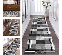 ZESEWU Runner Rug for Hallway washable Long Kitchen Rug non slip Runner Doormat 120X200CM Grey Black White Carpet Runners for Hallways Living Room Bedroom Anti-slip Indoor Entryway Floor Mats
