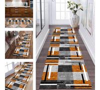 ZESEWU Runner Rug for Hallway washable Long Kitchen Rug non slip Runner Doormat 50X150CM Grey Orange Black White Carpet Runners for Hallways Living Room Bedroom Indoor Entryway Floor Mats