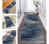ZESEWU Runner Rugs & Carpets for Hallway Kitchen Non Slip Door Mats Blue Grey Abstract Area Rug 60X350CM Carpet Runners for Hallways Washable Living Room Bedroom Laundry Room Indoor Entryway Mats