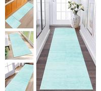 ZESEWU Runner Rugs & Carpets for Hallway Kitchen Non Slip Door Mats Cyan Abstract Area Rug Runner 40X100CM Carpet Runners for Hallways Washable Living Room Bedroom Laundry Room Indoor Entryway Mats