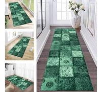 ZESEWU Runner Rugs & Carpets for Hallway Kitchen Non Slip Door Mats Dark Green Boho Area Rug 100X350CM Carpet Runners for Hallways Washable Living Room Bedroom Laundry Room Indoor Entryway Mats