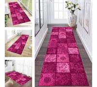 ZESEWU Runner Rugs & Carpets for Hallway Kitchen Non Slip Door Mats Dark Pink Boho Area Rug 90X120CM Carpet Runners for Hallways Washable Living Room Bedroom Laundry Room Indoor Entryway Mats