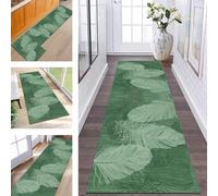 ZESEWU Runner Rugs & Carpets for Hallway Kitchen Non Slip Door Mats Green Abstract Area Rug 80X150CM Carpet Runners for Hallways Washable Living Room Bedroom Laundry Room Indoor Entryway Mats