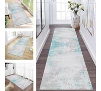 ZESEWU Runner Rugs & Carpets for Hallway Kitchen Non Slip Door Mats Grey Cyan Modern Area Rug 80X140CM Carpet Runners for Hallways Washable Living Room Bedroom Laundry Room Indoor Entryway Mats