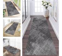 ZESEWU Runner Rugs for Hallway Carpets Kitchen Non Slip Door Mats Large Grey Black Rug Hall Runner 50X250CM Carpet Runners for Hallways Washable Living Room Bedroom Laundry Room Indoor Entryway Mats