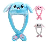 ZesGlyxyr Bunny Hat with Moving Ears, Soft Plush Ears, Hats with Moving Ear, Animal Hat and Jumping, Funny Plush Cap, Halloween Christmas Carnival Birthday Cosplay Dress up Party Gift (Blue)