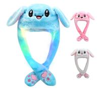 ZesGlyxyr Bunny Hat with Moving Ears, Soft Plush Ears, Hats with Moving Ear, LED Animal Hat and Jumping, Funny Plush Cap, Halloween Christmas Carnival Birthday Cosplay Dress up Party Gift (Blue)