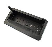 Zeshan Table Power Socket Connectivity Box with UK Plug, USB Data, HDMI, VGA, Telephone and Internet Black