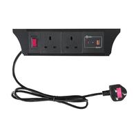 Zeshan Under Desk Cable Management Desk Power socket with 1 Switch, 2 UK Plug 1 USB C Fast Charger,Don't Need Cut Hole, Cord Length 59inch