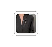 Zeshimb Black Crystal Butterfly Brooch Pin Silver Tassel Butterfly Lapel Pin Butterfly Hanging Chain Collar Safe Pin Wedding Bouquet Corsage Brooch Jewelry for Women Girls, Metal, No Gemstone