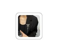 Zeshimb - Black Crystal Butterfly Brooch with Silver Tassel and Butterfly Lapel Butterfly Pendant Secure Necklace for Wedding Bouquet Jewelry for Women Girls, Metal, No gemstones.