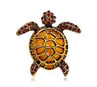 Zeshimb Bohemia Rhinestone Turtle Brooch Pin Crystal Turtle Tortoise Enamel Brooch Diamond CZ Turtle Animal Safty Pin Cute Sea Turtle Corsage Pin Clothing Decor Badges Jewelry for Women, Metal, no