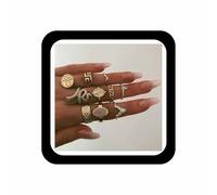Zeshimb Boho Crystal Stackable Rings Vintage Snake Finger Rings Sparkling Rhinestone Knuckle Rings Gold Serpent Finger Rings Jewelry for Women, Metal Gold