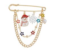 Zeshimb Christmas Brooch Pin for Women Cute Santa Snowman Snowflake Enamel Pin Gold Chain Tassel Lapel Pin Vintage Bell Bow Moon Chritmas Tree Moose Charms Safety Pin Brooch Holiday Xmas Gift, Metal