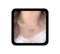 Zeshimb Diamond Cat Necklace - Two Kitten Interlocking Pendant With Shiny Cubic Zirconia Bow - Cute Cartoon Animal Kitty Chain Jewelry Gifts for Women and Teen Girls, Metal Rhinestone Cubic Zirconia