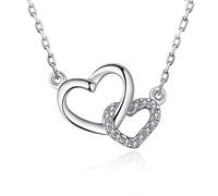 Zeshimb Diamond Cat Necklace with Two Kittens Intertwined with Shiny Cubic Zirconia Bow with Cute Kitten Pendant Cartoon Animal Cat Necklace Chain Jewelry Gifts for, Cubic Zirconia Metal Rhinestone