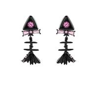 Zeshimb Pink Crystal FishBone Earrings Cute Fish Skeleton Dangle Drop Earrings Sparkly Zircon Fish Bones Stud Earrings Ocean Jewelry for Women and Girls, Zinc, No Gemstone