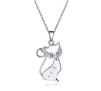 Zeshimb Rhinestone Cat Necklace for Cat Lovers Cute Crystal Kitty Pendant Necklace Dainty Hollow Cat Animal Necklace Chain Lovely Kitten Jewelry Gifts for Women Girls, Crystal, No Gemstone