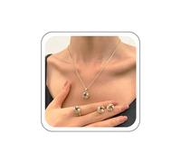 Zeshimb Twisted Rope Knot Jewelry Set Love Knot Stud Earrings Cute Knotted Pendant Necklace Chain Adjustable Infinity Twisted Band Ring Wedding Bridal Jewelry Set for Women, Zinc, No Gemstone
