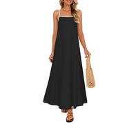 ZESICA Women's 2025 Summer Boho Sleeveless Maxi Dress Spaghetti Straps Casual Flowy A Line Beach Party Long Dresses, Black, S