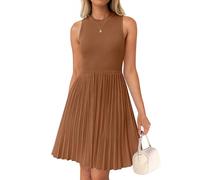 ZESICA Women's 2026 Summer Sleeveless Pleated Mini Dress