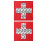 ZESION 2Pcs Reflective Medic Patches,Medical Red Cross Morale Hook and Loop Badge First Aid Patches for IFAK Trauma Pouch, EMT, EMS, EDC Bag