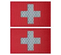 ZESION 2Pcs Reflective Red Cross Medic Patches,Medical Red Cross Morale Hook and Loop Badge First Aid Patches for IFAK Trauma Pouch, EMT, EMS, EDC Bag