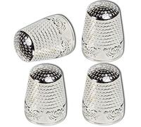 ZESION 4Pcs Sewing Thimbles, Metal Thimbles for Hand Sewing Finger Protector, Quilting Craft Accessories for Knitting Needlework DIY Tools, Silver