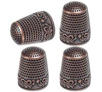 ZESION 4Pcs Sewing Thimbles, Metal Thimbles for Hand Sewing Finger Protector, Quilting Craft Accessories for Knitting Needlework DIY Tools, Brass