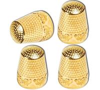 ZESION 4Pcs Sewing Thimbles, Metal Thimbles for Hand Sewing Finger Protector, Quilting Craft Accessories for Knitting Needlework DIY Tools, Gold